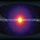 In blue, a “halo” of dark matter surrounding the Milky Way’s center